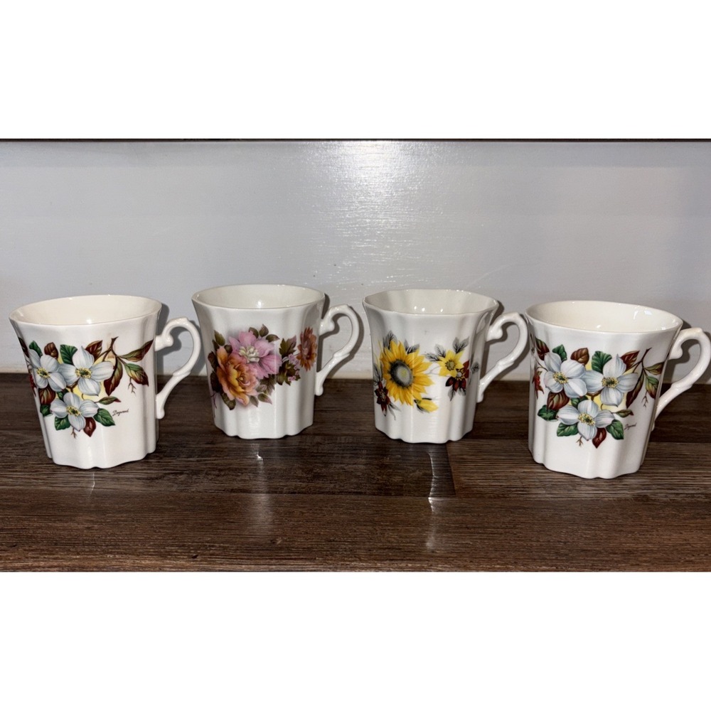 ROYAL GRAFTON Floral Rose Coffee Mug Tea Cup Fine China England Lot of 4
